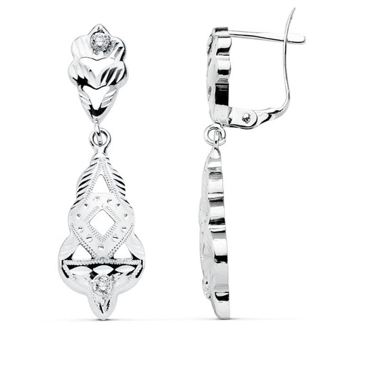 [P15458] 18K PENDIENTES CUBANAS ORO BLANCO 34X9 MM