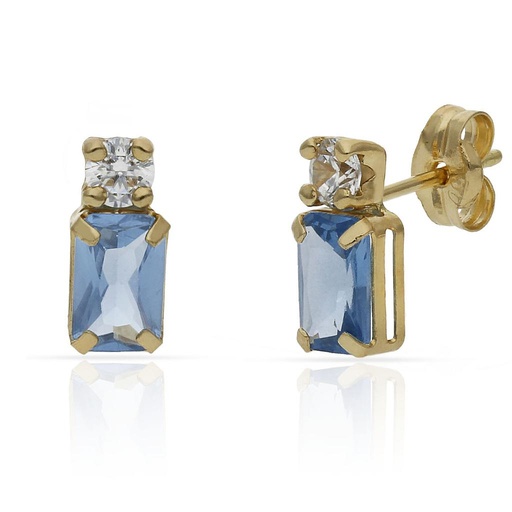 [P1515] Pendientes oro 18 kt azul + circonitas
