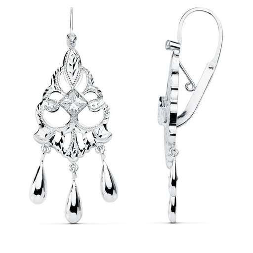 [P15480] 18K PENDIENTES ORO BLANCO CUBANAS 45X16 MM