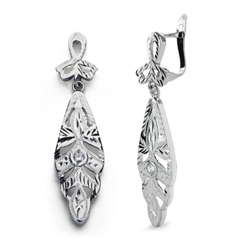 [P15481] 18K PENDIENTES ORO BLANCO CUBANAS CIERRE CATALAN