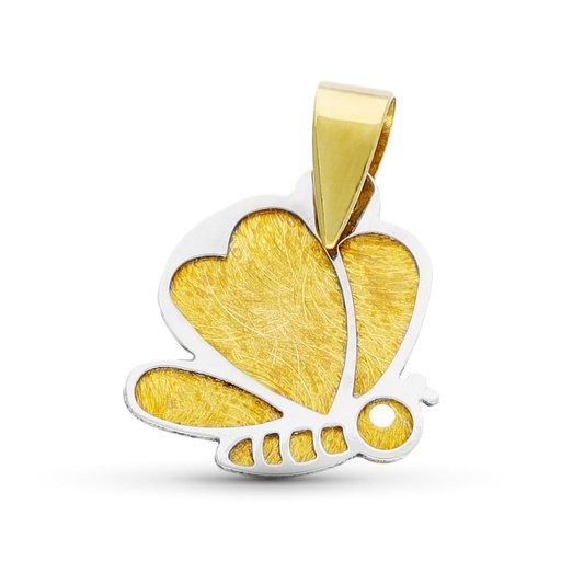 [P15511-5] 18K COLGANTE ORO BICOLOR MARIPOSA LASER