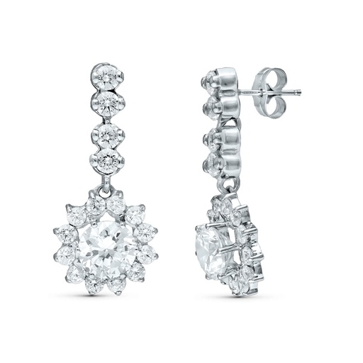 [P15516] 18K PENDIENTES DOS CUERPOS CUAJO ORO BLANCO 28X12 MM PRESION
