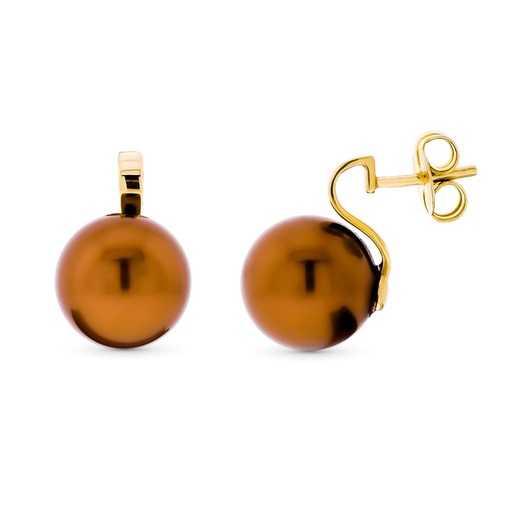 [P15602] 18K PENDIENTES ORO AMARILLO PERLA 12 MM 16X12 MM