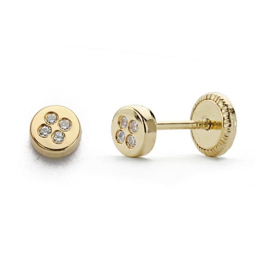 [P15642] 18K PENDIENTES ORO AMARILLO CIRCONITAS 4 MM