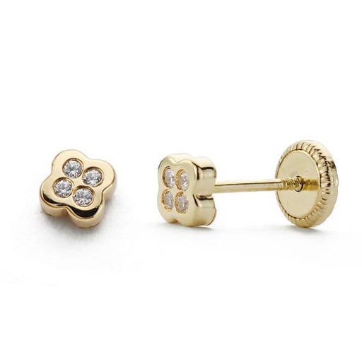 [P15643] 18K PENDIENTES ORO AMARILLO CIRCONITAS 4 MM