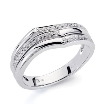 [P1565] 18K SORTIJA ORO BLANCO 38 DIAMANTES TALLA BRILLANTE 0.130  QTS. ORO BLANCO