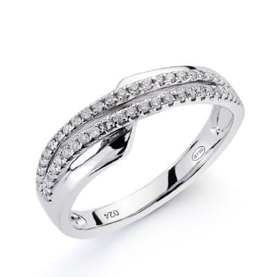 [P1566] 18K SORTIJA ORO BLANCO 50 DIAMANTES TALLA BRILLANTE 0.200  QTS.
