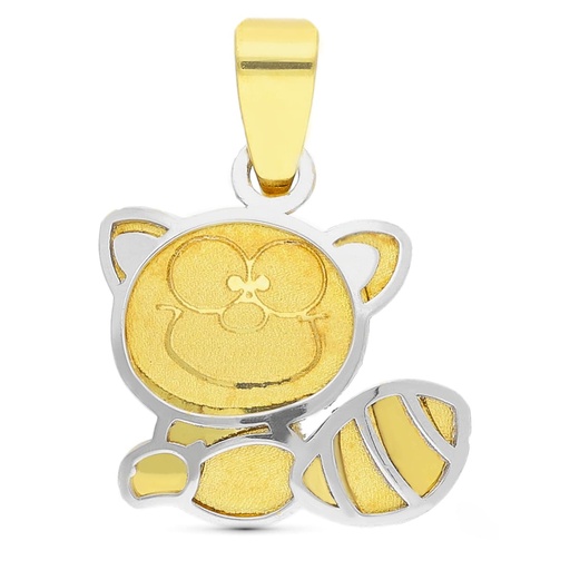 [P15699-5] 18K COLGANTE ORO BICOLOR MAPACHE. 11X10 MM