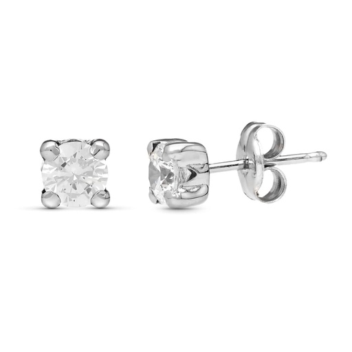 [P15716] 18K PENDIENTES ORO BLANCO GARRAS 4X4 MM