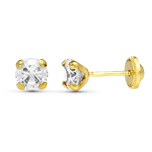 [P15730] 18K PENDIENTES ORO AMARILLO GARRAS CIRCONITA 5 MM