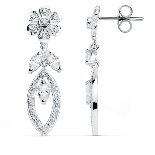 [P15740] 18K PENDIENTES ORO BLANCO CIRCONITAS 30X8 MM