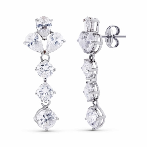 [P15743] 18K PENDIENTES ORO BLANCO CIRCONITAS 30X11 MM