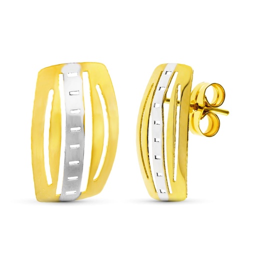 [P15752] 18K PENDIENTES ORO BICOLOR PRESION