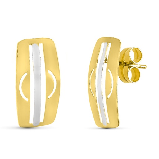 [P15756] 18K PENDIENTES ORO BICOLOR PRESION