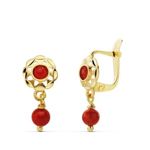[P15760-C] 18K PENDIENTES CUBANA CORALINA 15X6 MM