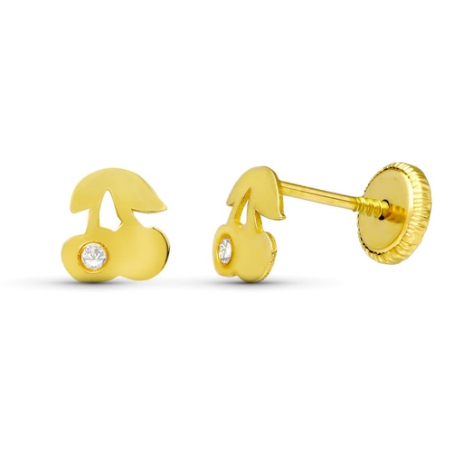 [P15769] 18K PENDIENTES ORO AMARILLO CEREZAS. 5X5 MM