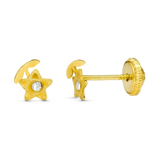 [P15770] 18K PENDIENTES ORO AMARILLO FLOR LASER. 5X4 MM