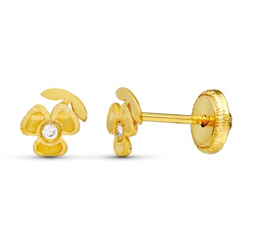 [P15772] 18K PENDIENTES ORO AMARILLO TREBOL LASER. 5X4 MM