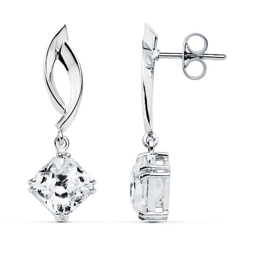[P15786] 18K PENDIENTES ORO BLANCO CIRCONITAS 31X11 MM