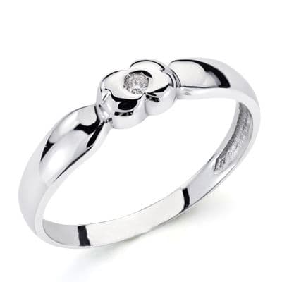 [P1579] 18K SOLITARIO ORO BLANCO BRILLANTE. 0.040 QTS.