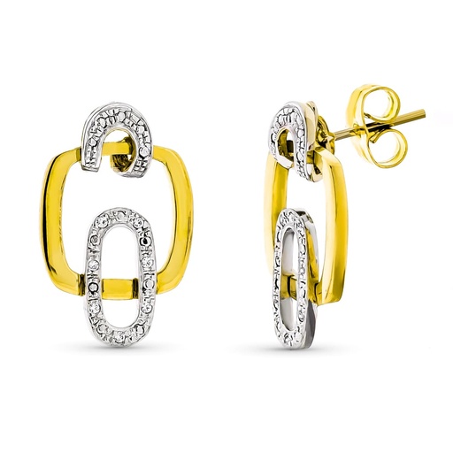 [P15806] 18K PENDIENTES ORO BICOLOR Y CIRCONITAS