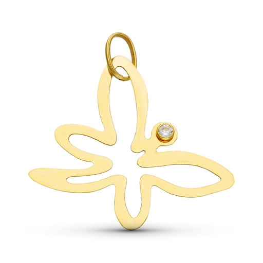 [P15815-5] 18K COLGANTE ORO AMARILLO MARIPOSA CIRCONITA