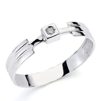 [P1582] 18K SOLITARIO ORO BLANCO BRILLANTE. 0.040 QTS.
