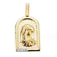 [P1586] 18K MEDALLA ORO AMARILLO DIAMANTES TALLA BRILLANTE 0.039  QTS. 24X15 MM