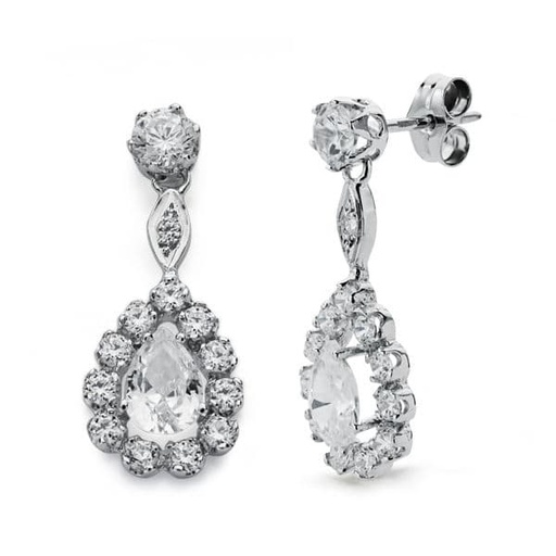 [P15866] 18K PENDIENTES LARGOS ORO BLANCO PRESION