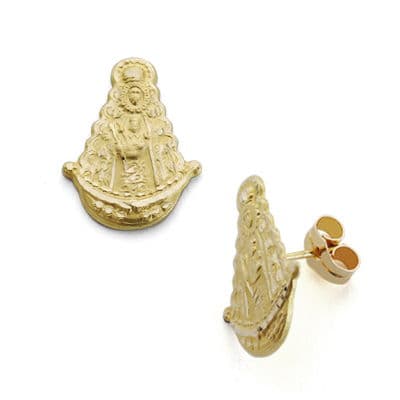 [P15874] 18K PENDIENTES VIRGEN ROCIO SILUETA 17X13 MM