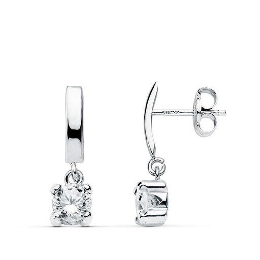 [P15876] 18K PENDIENTES ORO BLANCO GARRAS 15X4 MM