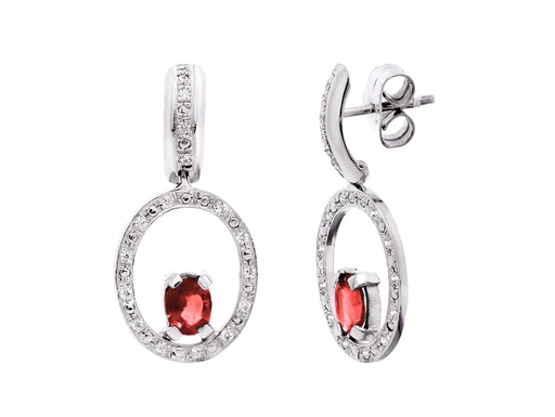 [P15891-RU] 18K PENDIENTES ORO BLANCO RUBI Y CIRCONITAS