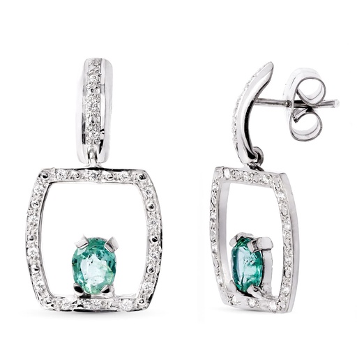 [P15892-ES] 18K PENDIENTES ORO BLANCO ESMERALDA 5X4 MM