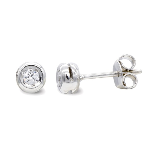 [P15922] 18K PENDIENTES ORO BLANCO Y COLGANTE CADENA CHATON