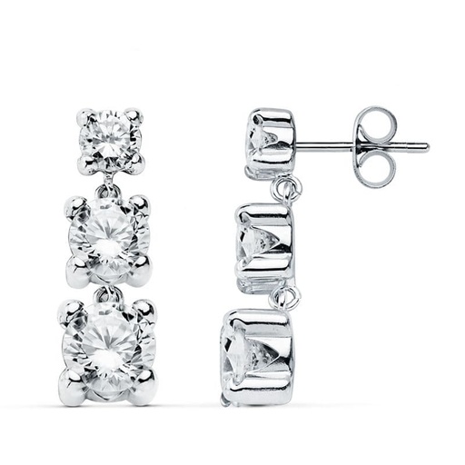 [P15939] 18K PENDIENTES ORO BLANCO CIRCONITAS 22X7 MM