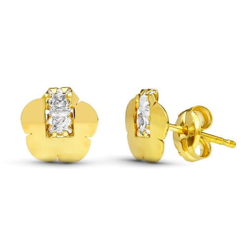 [P15963] 18K PENDIENTES ORO AMARILLO FLOR 6.5X6.5 MM