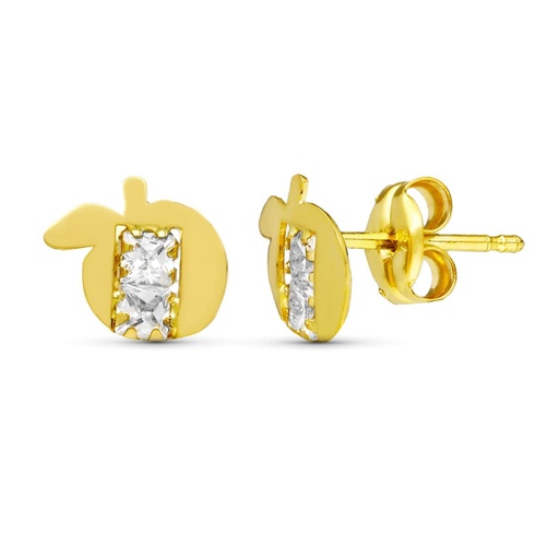 [P15964] 18K PENDIENTES ORO AMARILLO MANZANA 7X6 MM