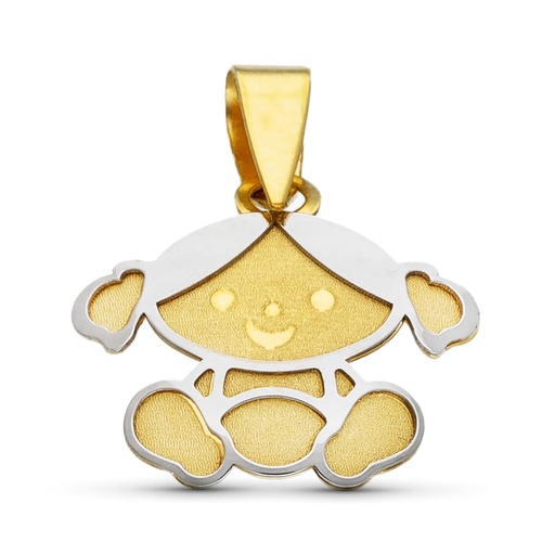 [P15967-5] 18K COLGANTE ORO BICOLOR NIÑA LASER MATE Y BRILLO