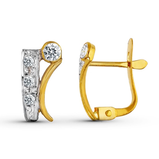 [P15978] 18K PENDIENTES ORO BICOLOR CIRCONITAS 11X5 MM