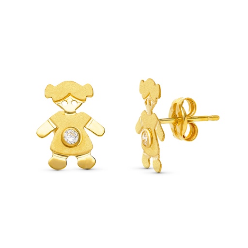 [P15996] 18K PENDIENTES ORO AMARILLO NIÑA 11X8 MM