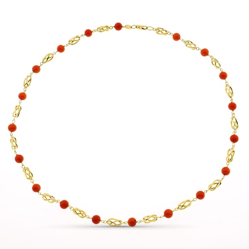 [P16000274] 18K COLLAR ORO AMARILLO JAULA CORAL FINO CERDEÑA 6 MM 50 CM