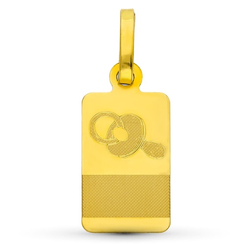 [P16067] 18K CHAPA ORO AMARILLO BEBE CHUPETE. 16X8 MM