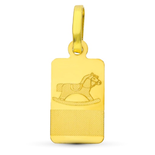 [P16071] 18K CHAPA ORO AMARILLO BEBE CABALLO 16X8 MM