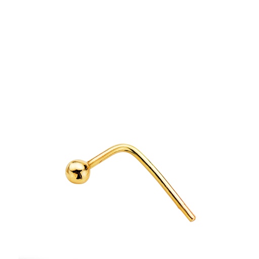 [P16087] 18K PIERCING ORO AMARILLO PARA NARIZ CON BOLA LISA DE 2 MM. PALO: 8MM