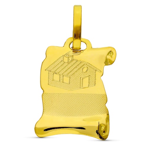 [P16106] 18K PERGAMINO ORO AMARILLO CASITA 16X12 MM
