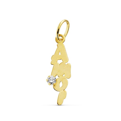 [P16146] 18K COLGANTE ORO AMARILLO AMOR CIRCONITA 19X6 MM