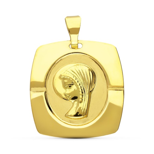 [P16158] 18K MEDALLA ORO AMARILLO VIRGEN NIÑA LASER. 19X18 MM