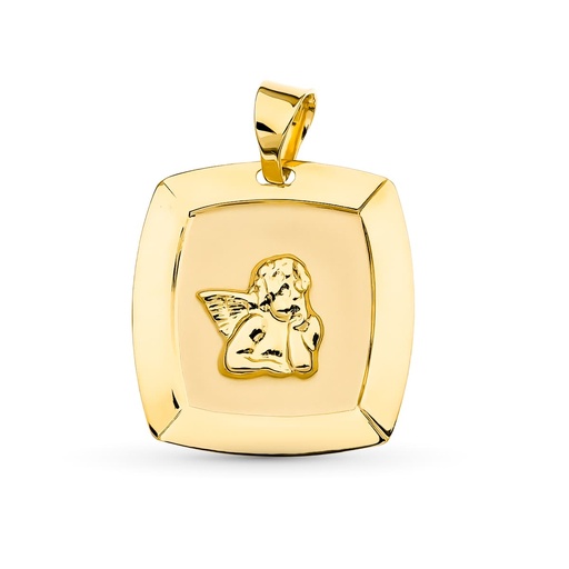 [P16164] 18K MEDALLA ORO AMARILLO ANGEL BURLON LASER 19X18 MM