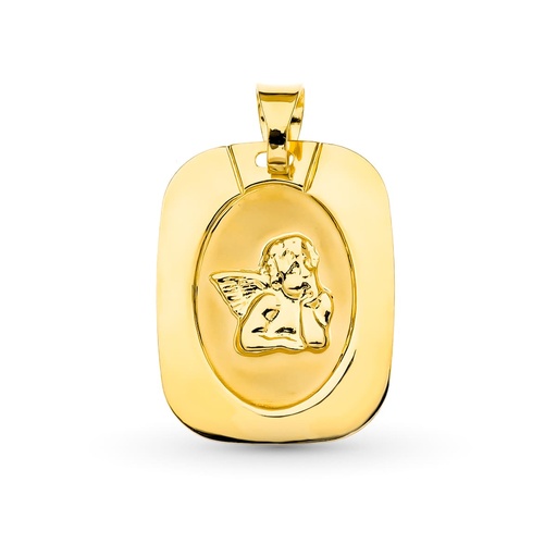 [P16165] 18K MEDALLA ORO AMARILLO ANGEL BURLON LASER 20X15 MM