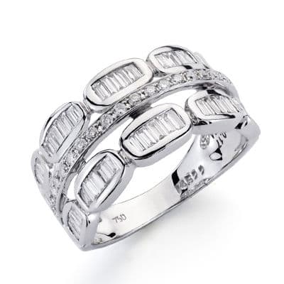[P1617] 18K SORTIJA ORO BLANCO DIAMANTES TALLA BRILLANTE 0.120/0.450  QTS.